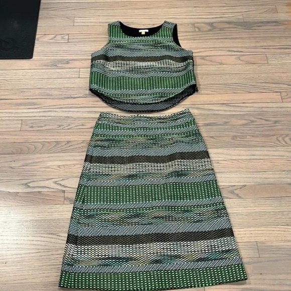 Anthropologie Leifsdottir Jade Green Woven Knee Length Skirt - size 0 - Picture 4 of 5